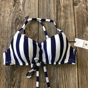 Nwt Shade & Shore Blue & White Striped Bikini Top